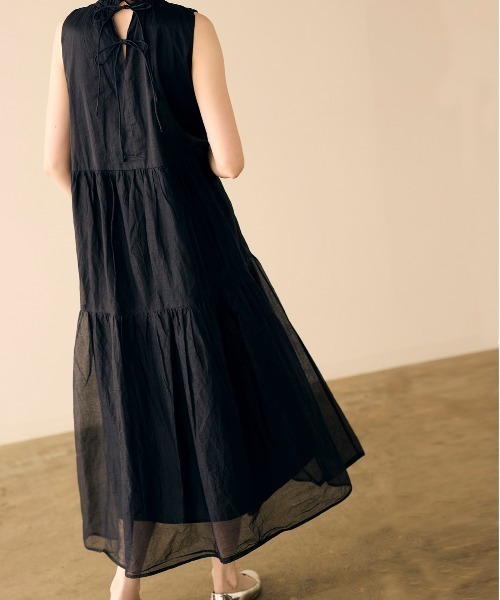 Marilyn Moon（マリリンムーン）の「sheer starched cotton gather dress（ワンピース・レディース・ブラック/オフホワイト・FREE）」の5枚目の写真