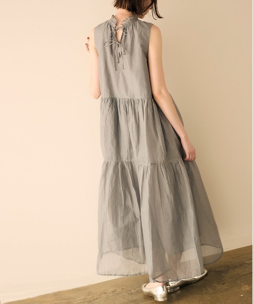 Marilyn Moon（マリリンムーン）の「sheer starched cotton gather dress（ワンピース・レディース・ブラック/オフホワイト・FREE）」の10枚目の写真