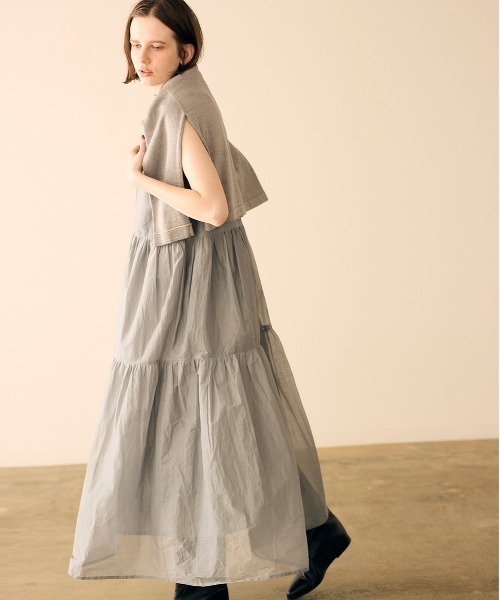 Marilyn Moon（マリリンムーン）の「sheer starched cotton gather dress（ワンピース・レディース・ブラック/オフホワイト・FREE）」の11枚目の写真