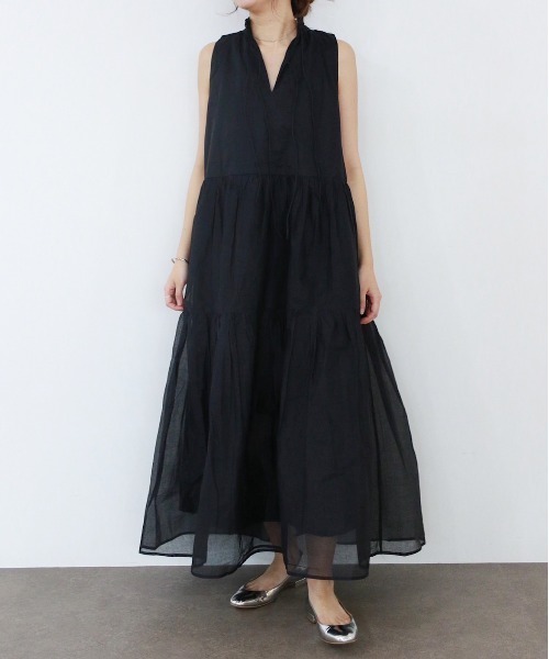 Marilyn Moon（マリリンムーン）の「sheer starched cotton gather dress（ワンピース・レディース・ブラック/オフホワイト・FREE）」の21枚目の写真
