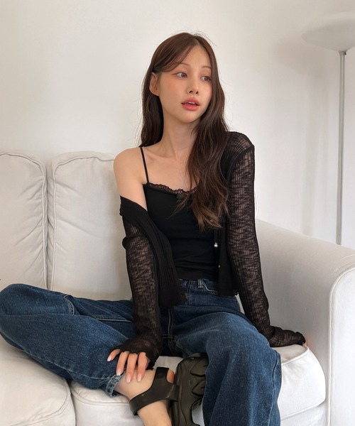 by muni:r（バイ ムニール）の「カップ付きレースリボンスリーブレス（キャミソール・レディース・ホワイト/イエロー/スカイブルー/ブラック・FREE）」の11枚目の写真