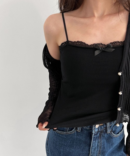 by muni:r（バイ ムニール）の「カップ付きレースリボンスリーブレス（キャミソール・レディース・ホワイト/イエロー/スカイブルー/ブラック・FREE）」の17枚目の写真