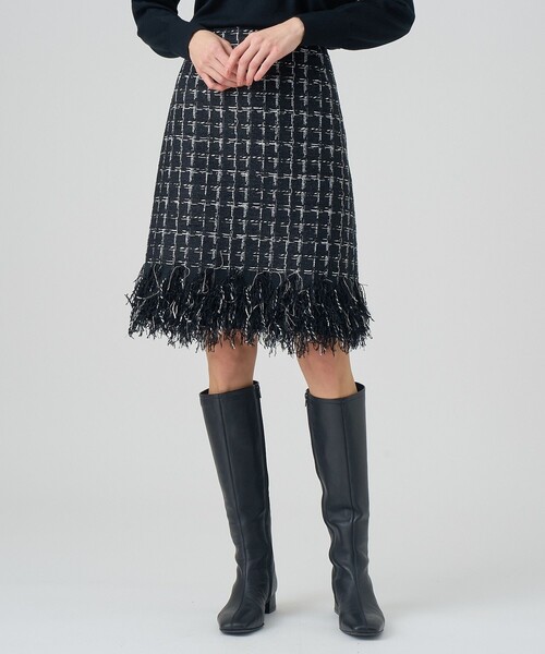 セール】フリンジチェックジャガードスカート（スカート）｜ANAYI