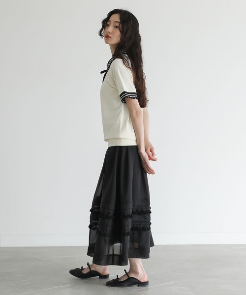 somari imagination（ソマリ イマジネーション）の「『スカラップポロカットソー』（ポロシャツ・レディース・アイボリー/レッド・2/1）」の16枚目の写真