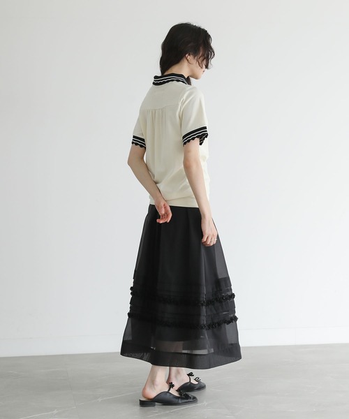 somari imagination（ソマリ イマジネーション）の「『スカラップポロカットソー』（ポロシャツ・レディース・アイボリー/レッド・2/1）」の21枚目の写真