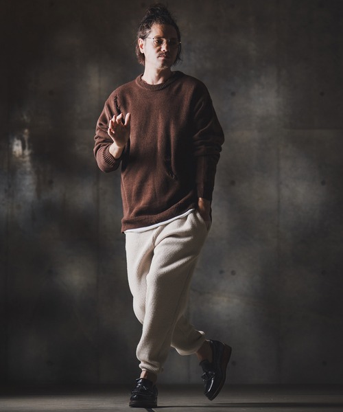 GLIMCLAP(グリムクラップ)の「mp13872-Relax & Slim-fit joggers-Soft brushed waffle fabric- ジョガーパンツ(その他パンツ・メンズ・キナリ/ダークベージュ/ブラック・S/M/L)」の7枚目の写真