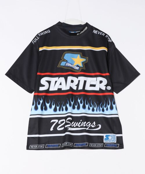 STARTER(スターター)の「【STARTER GOLF】スターターゴルフ ロゴファイヤーパターンモックネック半袖Tシャツ SG-123002(Tシャツ/カットソー・メンズ・ホワイト/ブラック・L/M)」の2枚目の写真