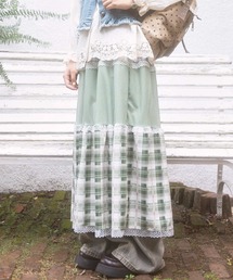 SPINNS | レトロな雰囲気が可愛い☆彡つぎはぎチェックロングスカート(スカート)