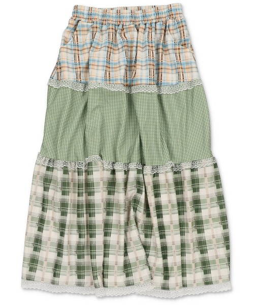 SPINNS（スピンズ）の「レトロな雰囲気が可愛い☆彡つぎはぎチェックロングスカート（スカート・レディース・ブラック/グリーン/ネイビー・ONESIZE）」の17枚目の写真