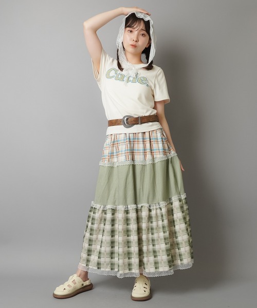 つぎはぎチェックロングスカート / パッチワーク（スカート