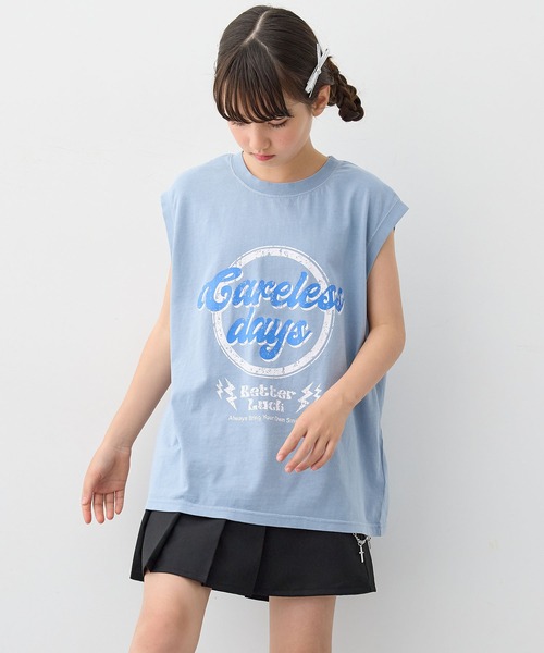 BISKEE（ビスキー）の「ノースリーブピグメントＴシャツ（Tシャツ/カットソー・キッズ・サックスブルー/グレー・140cm/150cm/160cm）」の2枚目の写真