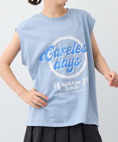 BISKEE（ビスキー）の「ノースリーブピグメントＴシャツ（Tシャツ/カットソー・キッズ・サックスブルー/グレー・140cm/150cm/160cm）」の19枚目の写真