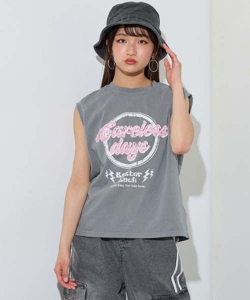 BISKEE（ビスキー）の「ノースリーブピグメントＴシャツ（Tシャツ/カットソー・キッズ・サックスブルー/グレー・140cm/150cm/160cm）」の4枚目の写真