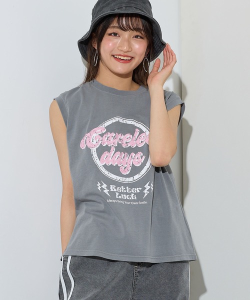 BISKEE（ビスキー）の「ノースリーブピグメントＴシャツ（Tシャツ/カットソー・キッズ・サックスブルー/グレー・140cm/150cm/160cm）」の3枚目の写真