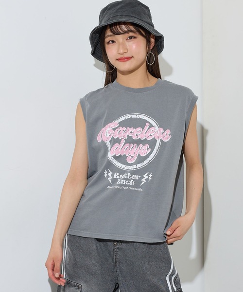 BISKEE（ビスキー）の「ノースリーブピグメントＴシャツ（Tシャツ/カットソー・キッズ・サックスブルー/グレー・140cm/150cm/160cm）」の5枚目の写真