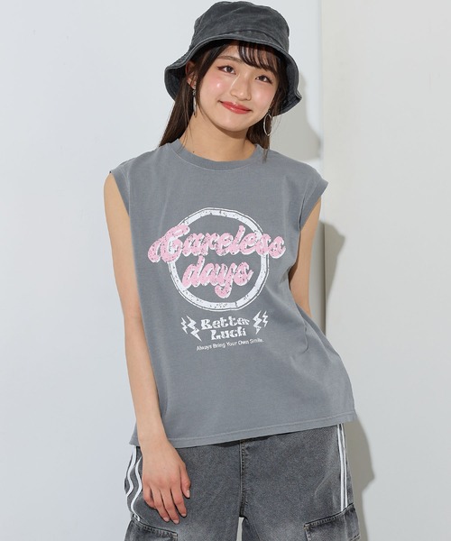 BISKEE（ビスキー）の「ノースリーブピグメントＴシャツ（Tシャツ/カットソー・キッズ・サックスブルー/グレー・140cm/150cm/160cm）」の6枚目の写真