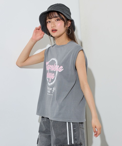 BISKEE（ビスキー）の「ノースリーブピグメントＴシャツ（Tシャツ/カットソー・キッズ・サックスブルー/グレー・140cm/150cm/160cm）」の7枚目の写真