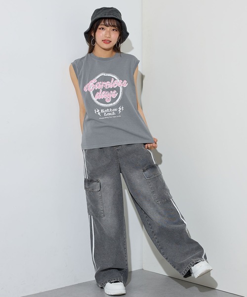 BISKEE（ビスキー）の「ノースリーブピグメントＴシャツ（Tシャツ/カットソー・キッズ・サックスブルー/グレー・140cm/150cm/160cm）」の9枚目の写真