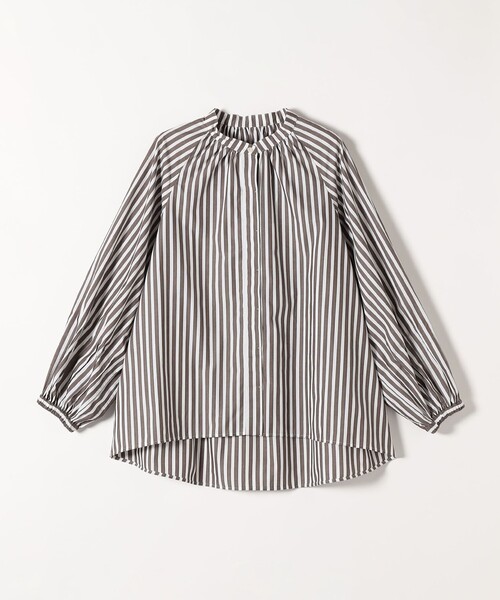 quaranciel(カランシエル)の「quaranciel:〈洗濯機可能〉REPREVE バンドカラー ギャザー パフ シャツ ブラウス(シャツ/ブラウス・レディース・ブラウン/ホワイト/ライトブルー・ONE SIZE)」の17枚目の写真