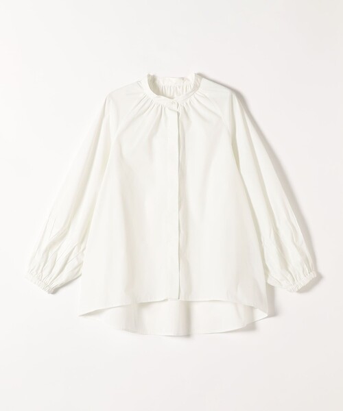 quaranciel(カランシエル)の「quaranciel:〈洗濯機可能〉REPREVE バンドカラー ギャザー パフ シャツ ブラウス(シャツ/ブラウス・レディース・ブラウン/ホワイト/ライトブルー・ONE SIZE)」の12枚目の写真