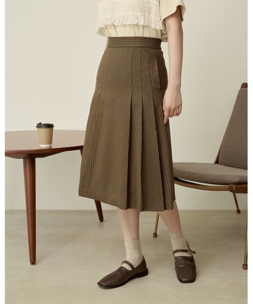 moi tytto（モイテュット）の「ミディ丈セットスカート（スカート・レディース・オレンジ/ナチュラル/ブラウン/チェック・MEDIUM/SMALL）」の3枚目の写真