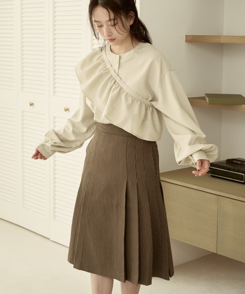 moi tytto（モイテュット）の「ミディ丈セットスカート（スカート・レディース・オレンジ/ナチュラル/ブラウン/チェック・MEDIUM/SMALL）」の13枚目の写真