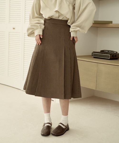 moi tytto（モイテュット）の「ミディ丈セットスカート（スカート・レディース・オレンジ/ナチュラル/ブラウン/チェック・MEDIUM/SMALL）」の15枚目の写真