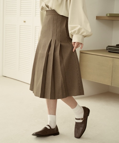 moi tytto（モイテュット）の「ミディ丈セットスカート（スカート・レディース・オレンジ/ナチュラル/ブラウン/チェック・MEDIUM/SMALL）」の18枚目の写真