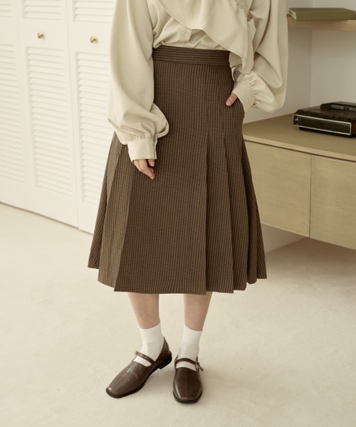 moi tytto（モイテュット）の「ミディ丈セットスカート（スカート・レディース・オレンジ/ナチュラル/ブラウン/チェック・MEDIUM/SMALL）」の19枚目の写真