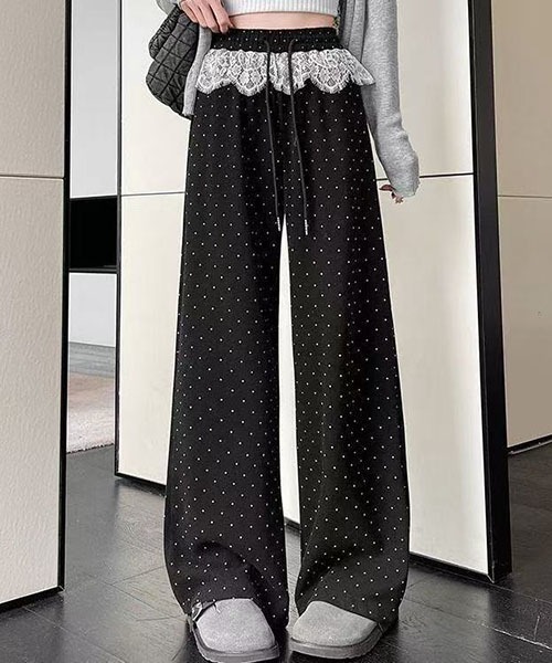 gossip!ロサンゼルス(ゴシップロサンゼルス)の「レースアクセント ドロストワイドレッグパンツ(その他パンツ・レディース・ブラック・M/S)」の10枚目の写真