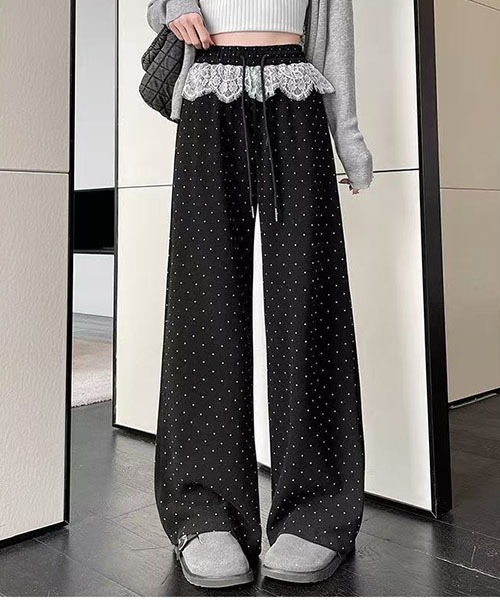 gossip!ロサンゼルス(ゴシップロサンゼルス)の「レースアクセント ドロストワイドレッグパンツ(その他パンツ・レディース・ブラック・M/S)」の13枚目の写真