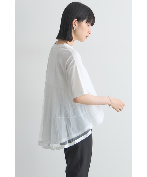 &. NOSTALGIA（アンドドットノスタルジア）の「バックチュールTシャツ（Tシャツ/カットソー・レディース・ブラック/グレー/オフホワイト・M）」の2枚目の写真