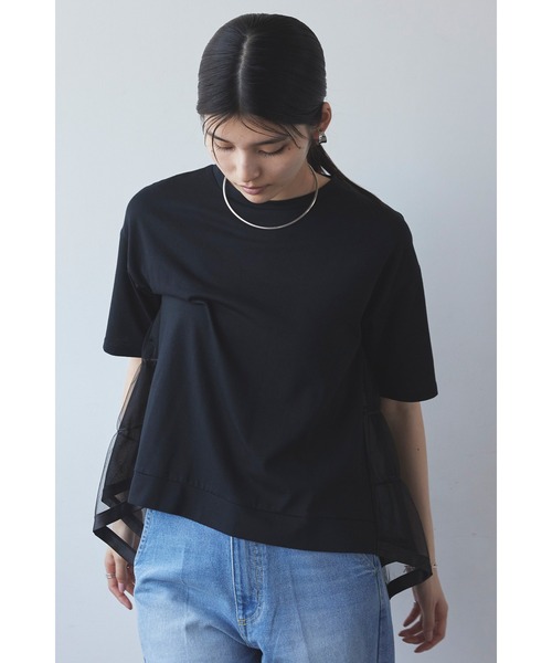 &. NOSTALGIA（アンドドットノスタルジア）の「バックチュールTシャツ（Tシャツ/カットソー・レディース・ブラック/グレー/オフホワイト・M）」の4枚目の写真