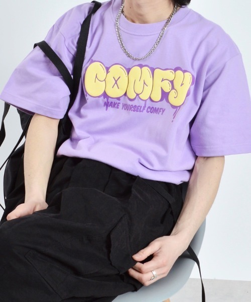 DOUBLE STEAL(ダブルスティール)の「COMFYグラフィックプリントTシャツ(Tシャツ/カットソー・メンズ・パープル/ホワイト/ブラック・MEDIUM/LARGE/X-LARGE)」の3枚目の写真