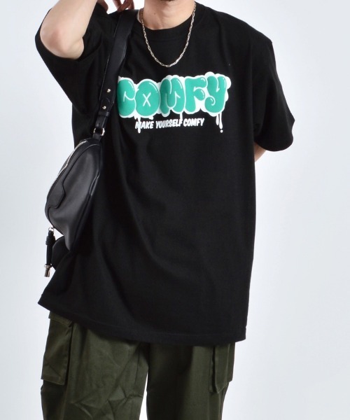 DOUBLE STEAL(ダブルスティール)の「COMFYグラフィックプリントTシャツ(Tシャツ/カットソー・メンズ・パープル/ホワイト/ブラック・MEDIUM/LARGE/X-LARGE)」の2枚目の写真