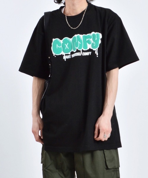 DOUBLE STEAL(ダブルスティール)の「COMFYグラフィックプリントTシャツ(Tシャツ/カットソー・メンズ・パープル/ホワイト/ブラック・MEDIUM/LARGE/X-LARGE)」の4枚目の写真