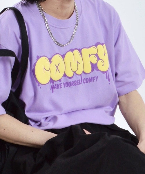 DOUBLE STEAL(ダブルスティール)の「COMFYグラフィックプリントTシャツ(Tシャツ/カットソー・メンズ・パープル/ホワイト/ブラック・MEDIUM/LARGE/X-LARGE)」の9枚目の写真