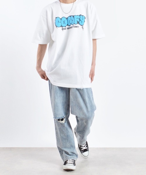 DOUBLE STEAL(ダブルスティール)の「COMFYグラフィックプリントTシャツ(Tシャツ/カットソー・メンズ・パープル/ホワイト/ブラック・MEDIUM/LARGE/X-LARGE)」の15枚目の写真
