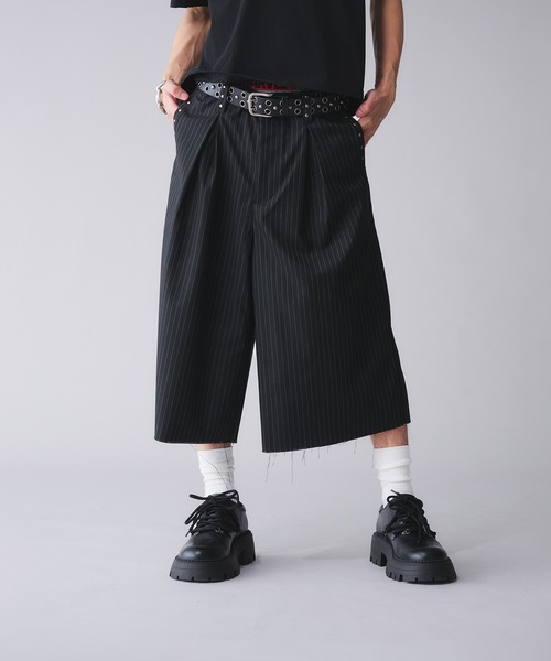 セール】Studs Design Stripe Slacks Short / スタッズデザイン