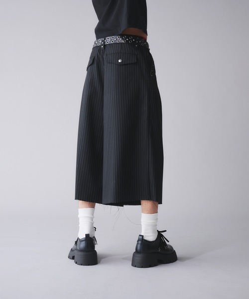 セール】Studs Design Stripe Slacks Short / スタッズデザイン
