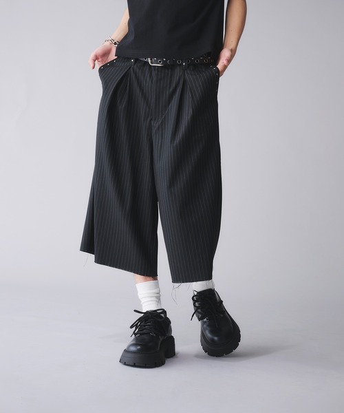 セール】Studs Design Stripe Slacks Short / スタッズデザイン