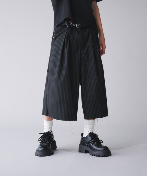 セール】Studs Design Stripe Slacks Short / スタッズデザイン