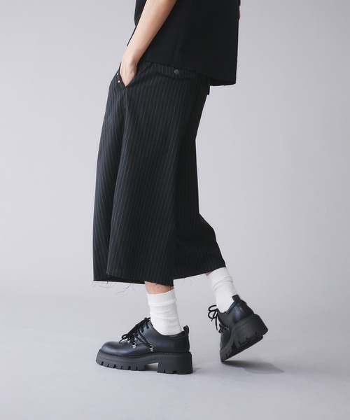 セール】Studs Design Stripe Slacks Short / スタッズデザイン