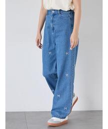 ehka sopo | ◎リボン刺繍ストレートデニムパンツ(デニムパンツ)