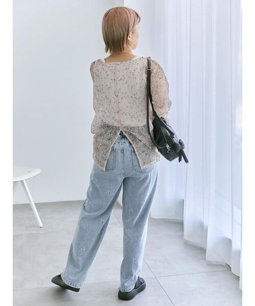 ehka sopo(エヘカソポ)の「◎リボン刺繍ストレートデニムパンツ(デニムパンツ・レディース・ネイビー/ブルー/サックスブルー・F)」の17枚目の写真