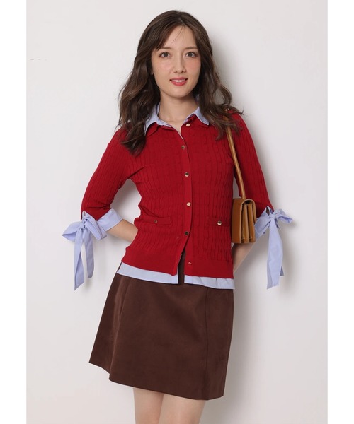 袖リボンレイヤードリブニット 袖リボンレイヤードリブニット