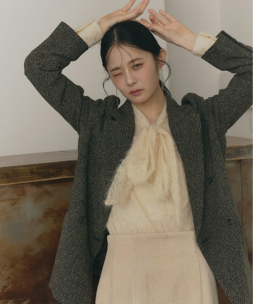 Olu.（オルドット）の「スパンコールレースリボンタイブラウス（シャツ/ブラウス・レディース・ブルー/アイボリー/ブラック・FREE）」の10枚目の写真