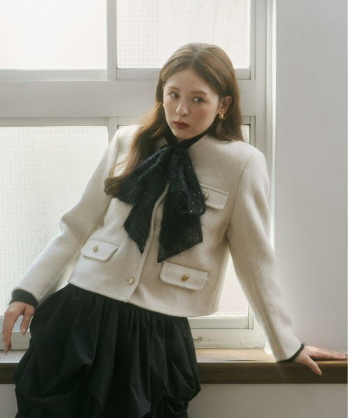 セール】スパンコールレースリボンタイブラウス（シャツ/ブラウス