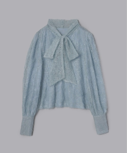 セール】スパンコールレースリボンタイブラウス（シャツ/ブラウス