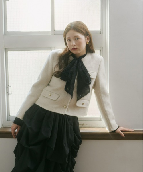 セール】スパンコールレースリボンタイブラウス（シャツ/ブラウス